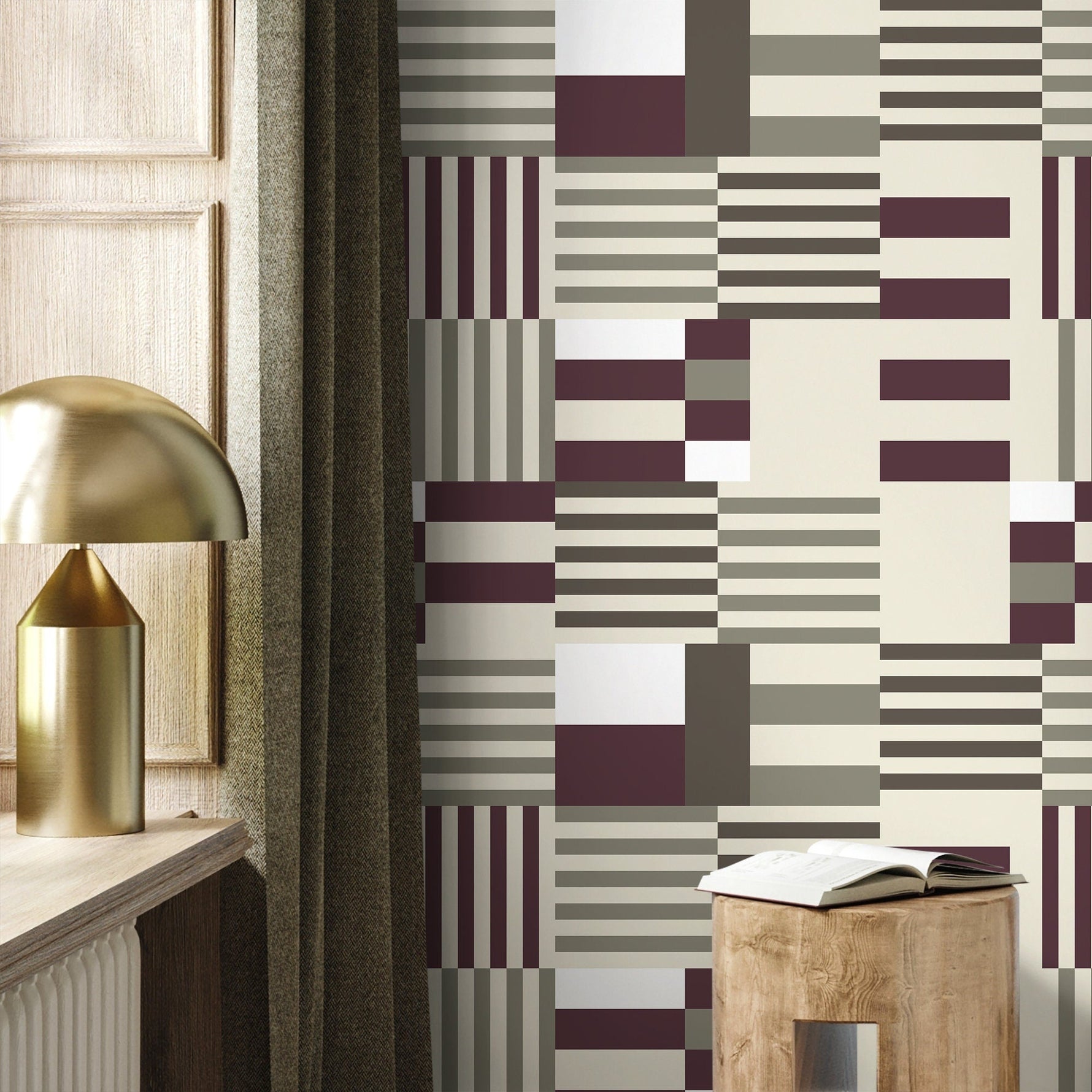 Geometric Wallpaper Modern Grey and Purple Wallpaper Peel and Stick and Traditional Wallpaper - D846 - WallTrend