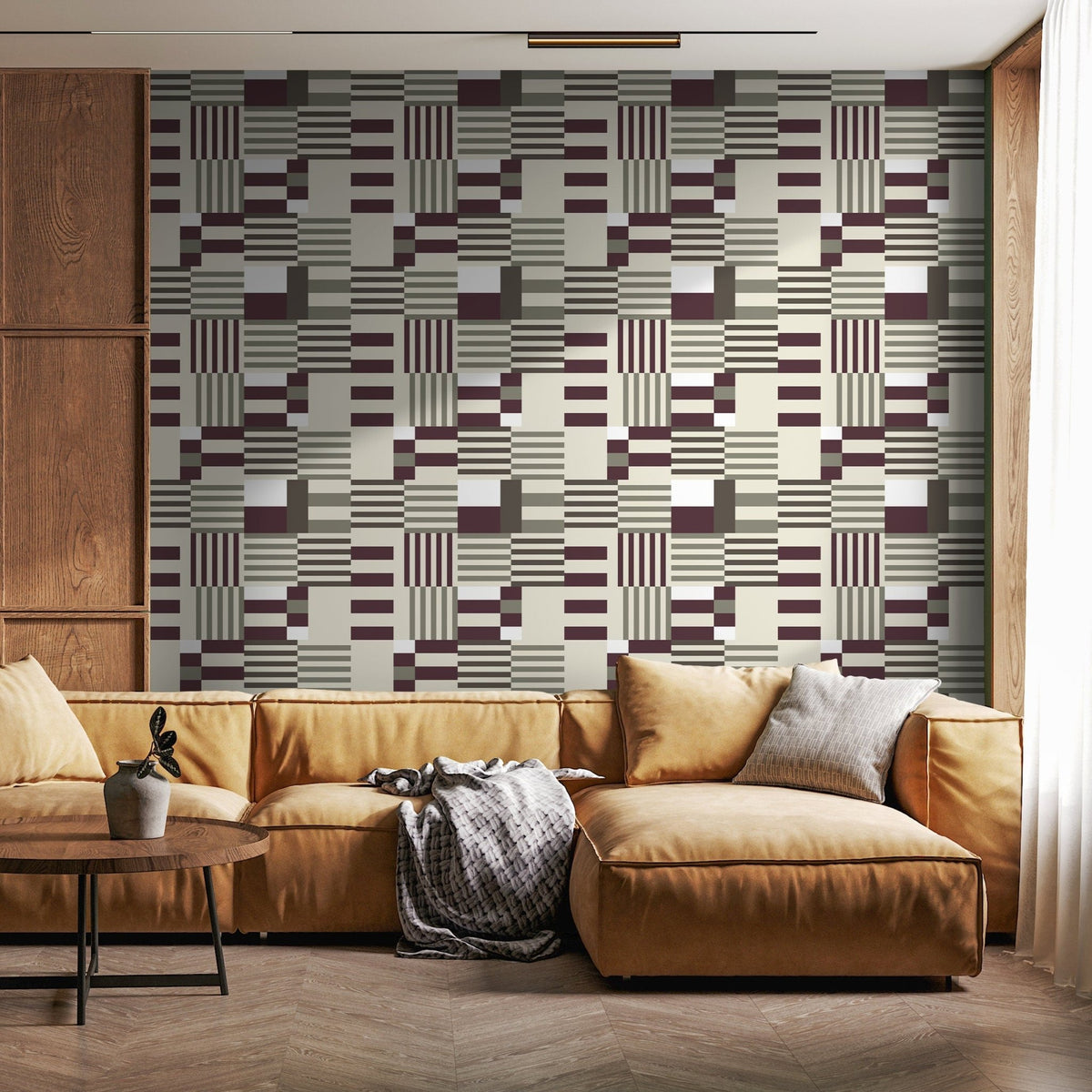 Geometric Wallpaper Modern Grey and Purple Wallpaper Peel and Stick and Traditional Wallpaper - D846 - WallTrend