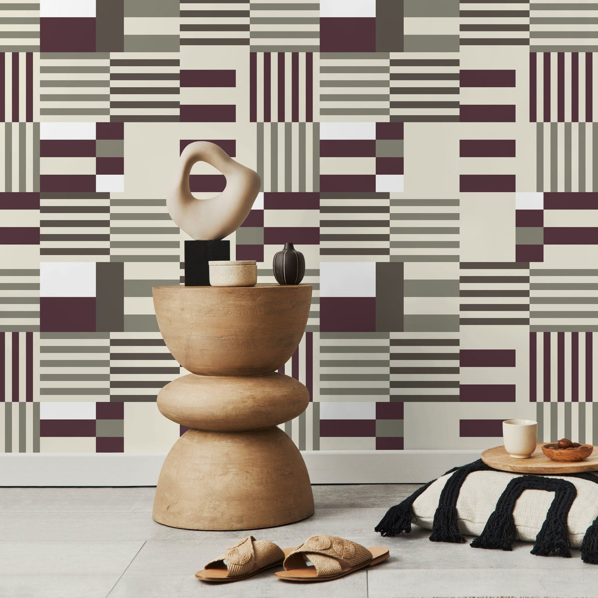 Geometric Wallpaper Modern Grey and Purple Wallpaper Peel and Stick and Traditional Wallpaper - D846 - WallTrend