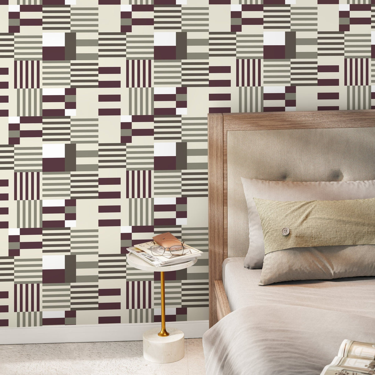 Geometric Wallpaper Modern Grey and Purple Wallpaper Peel and Stick and Traditional Wallpaper - D846 - WallTrend