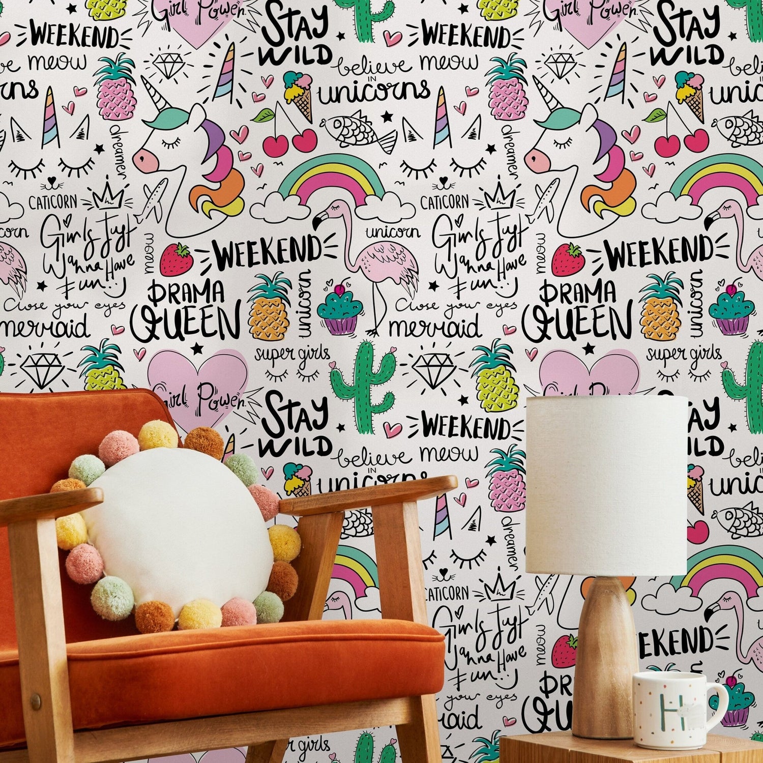 Girl Power and Whimsy Wallpaper - B543 - WallTrend