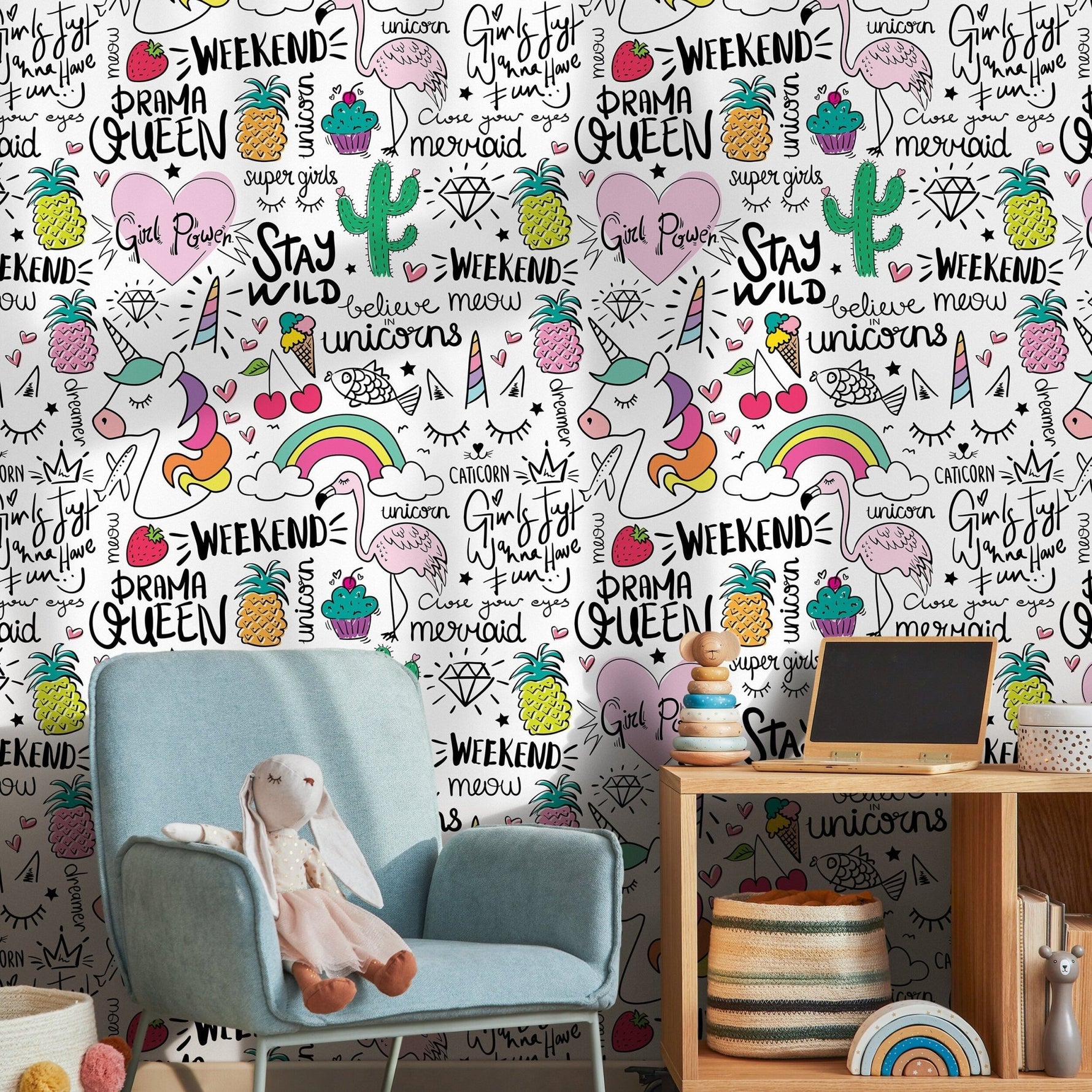 Girl Power and Whimsy Wallpaper - B543 - WallTrend