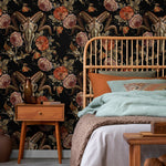 Goat Skull Wallpaper Dark Floral Wallpaper Peel and Stick and Traditional Wallpaper - D886 - WallTrend