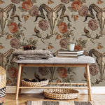 Goat Skull Wallpaper Vintage Floral Wallpaper Peel and Stick and Traditional Wallpaper - D887 - WallTrend