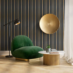 Gold and Green Striped Wallpaper Peel and Stick and Traditional Wallpaper - D771 - WallTrend