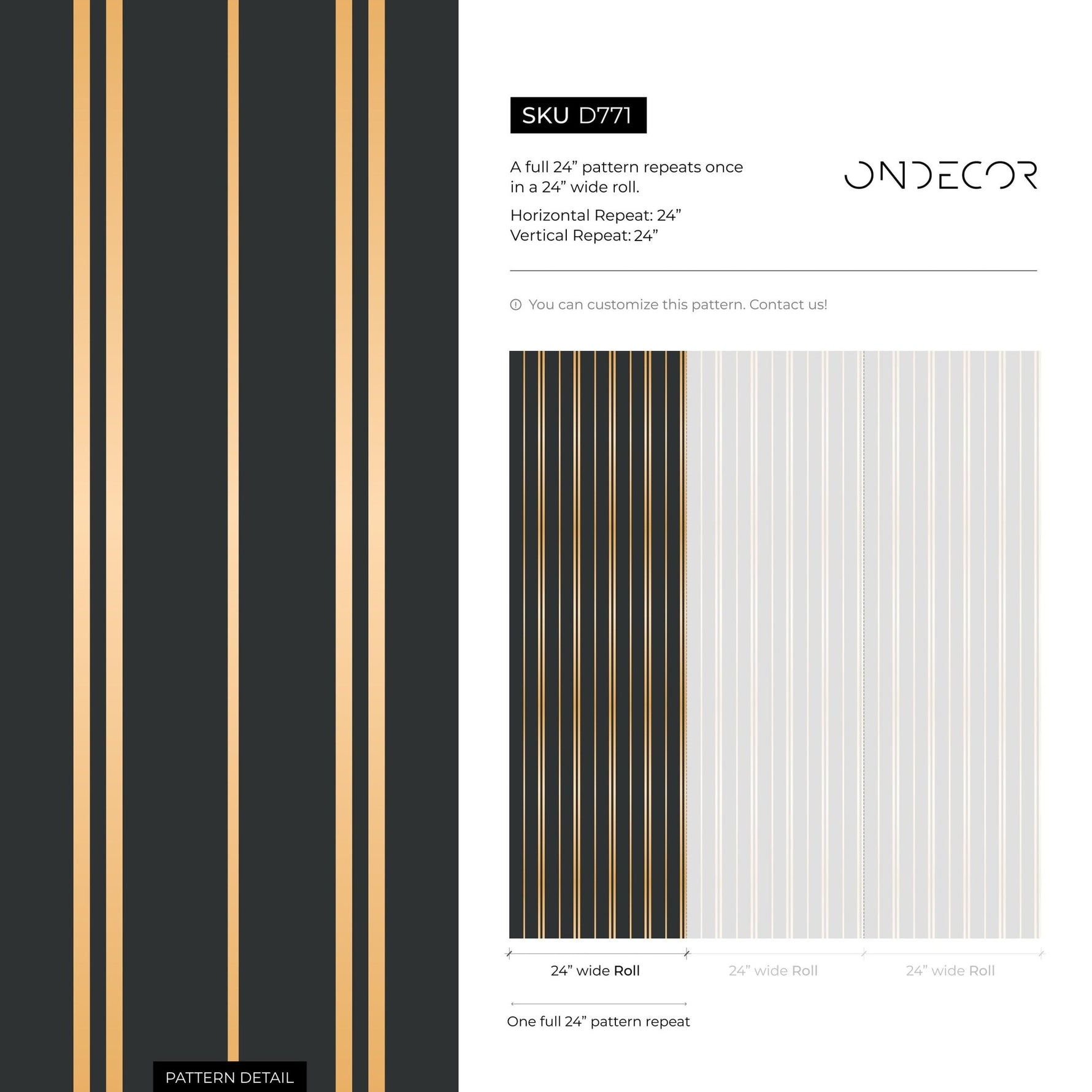 Gold and Green Striped Wallpaper Peel and Stick and Traditional Wallpaper - D771 - WallTrend