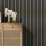 Gold and Green Striped Wallpaper Peel and Stick and Traditional Wallpaper - D771 - WallTrend