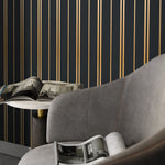 Gold and Green Striped Wallpaper Peel and Stick and Traditional Wallpaper - D771 - WallTrend