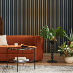 Gold and Green Striped Wallpaper Peel and Stick and Traditional Wallpaper - D771 - WallTrend