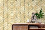 Gold Art Deco Wallpaper / Peel and Stick Wallpaper Removable Wallpaper Home Decor Wall Art Wall Decor Room Decor - C722 - WallTrend