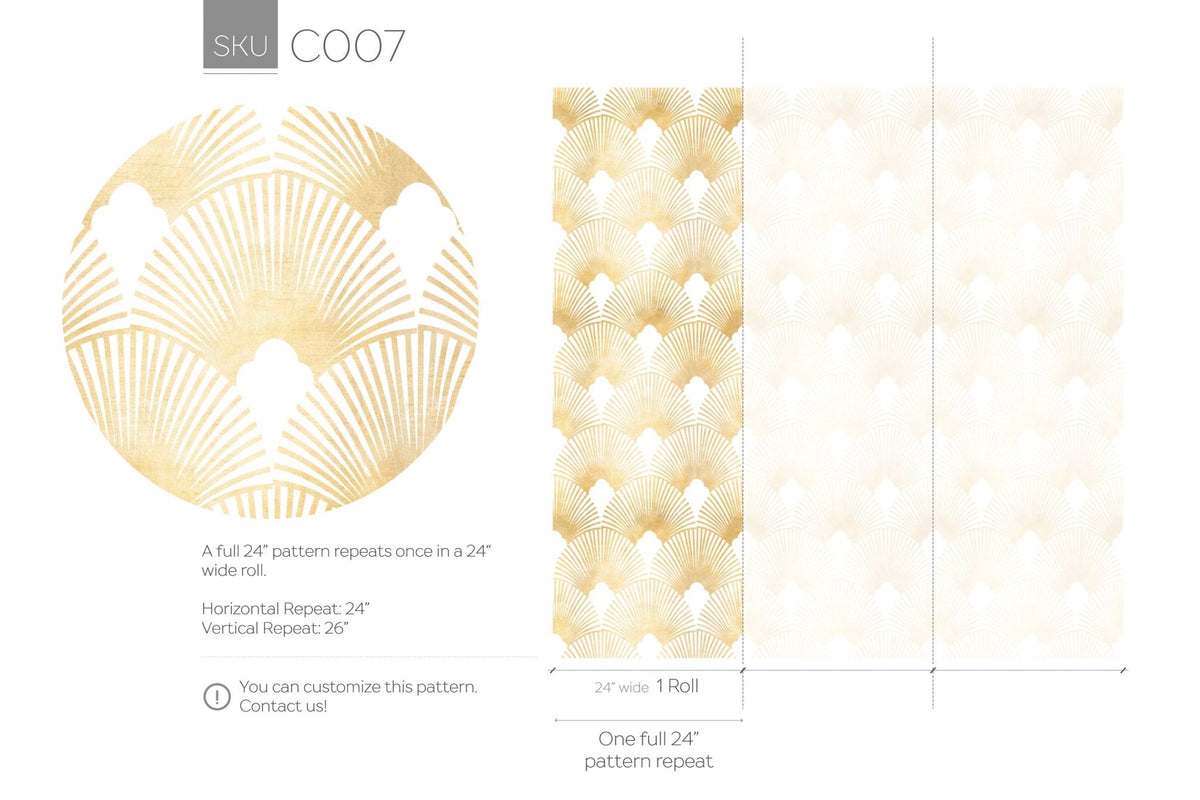 Golden Art Deco Fan Wallpaper - C007 - WallTrend