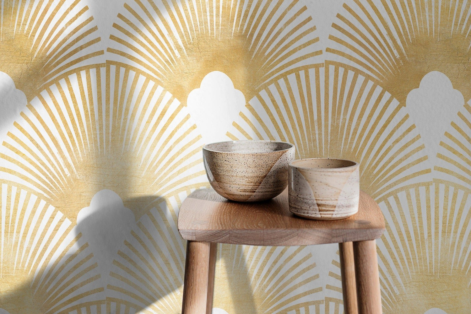 Golden Art Deco Fan Wallpaper - C007 - WallTrend