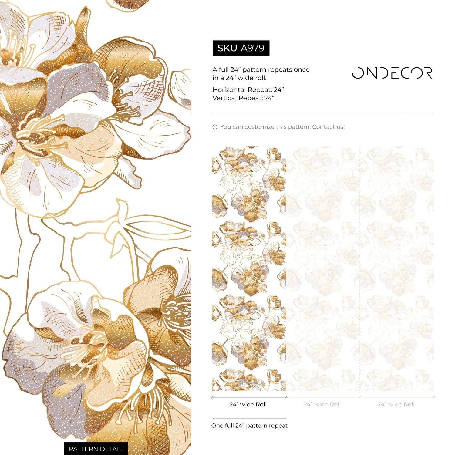 Golden Blossom Wallpaper - A979 - WallTrend