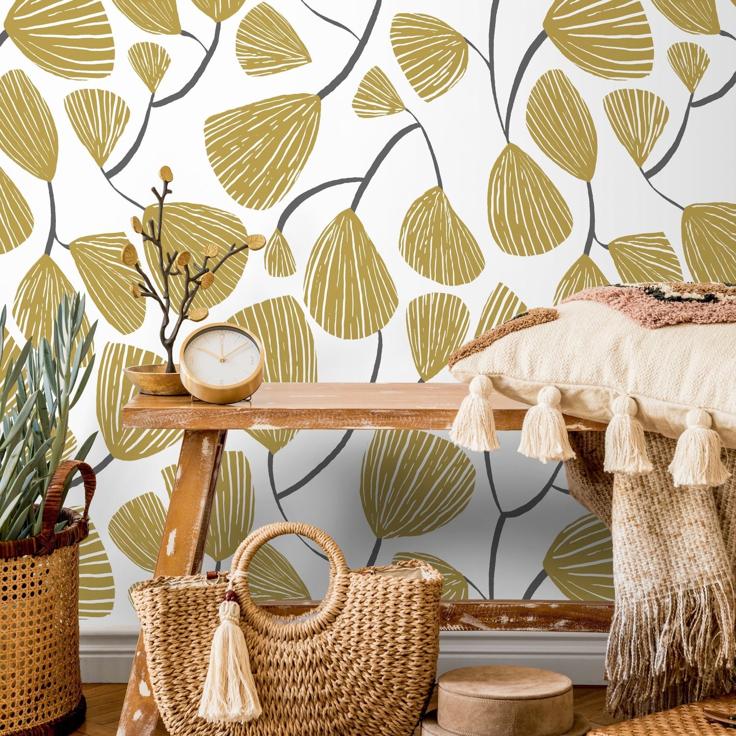 Golden Botanical Delight Wallpaper - C631 - WallTrend