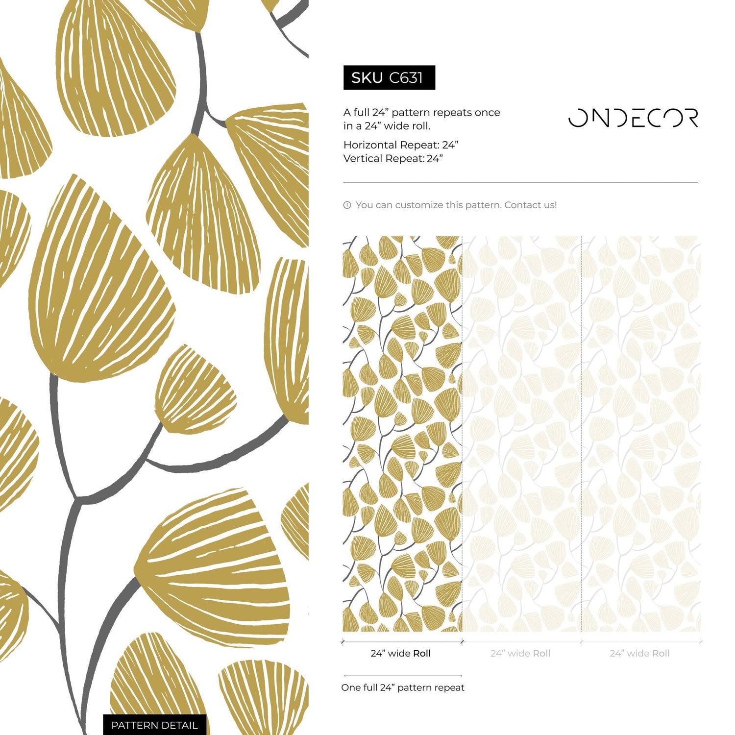 Golden Botanical Delight Wallpaper - C631 - WallTrend