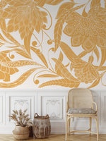 Golden Botanical Elegance Wallpaper - C438 - WallTrend