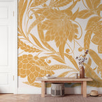 Golden Botanical Elegance Wallpaper - C438 - WallTrend