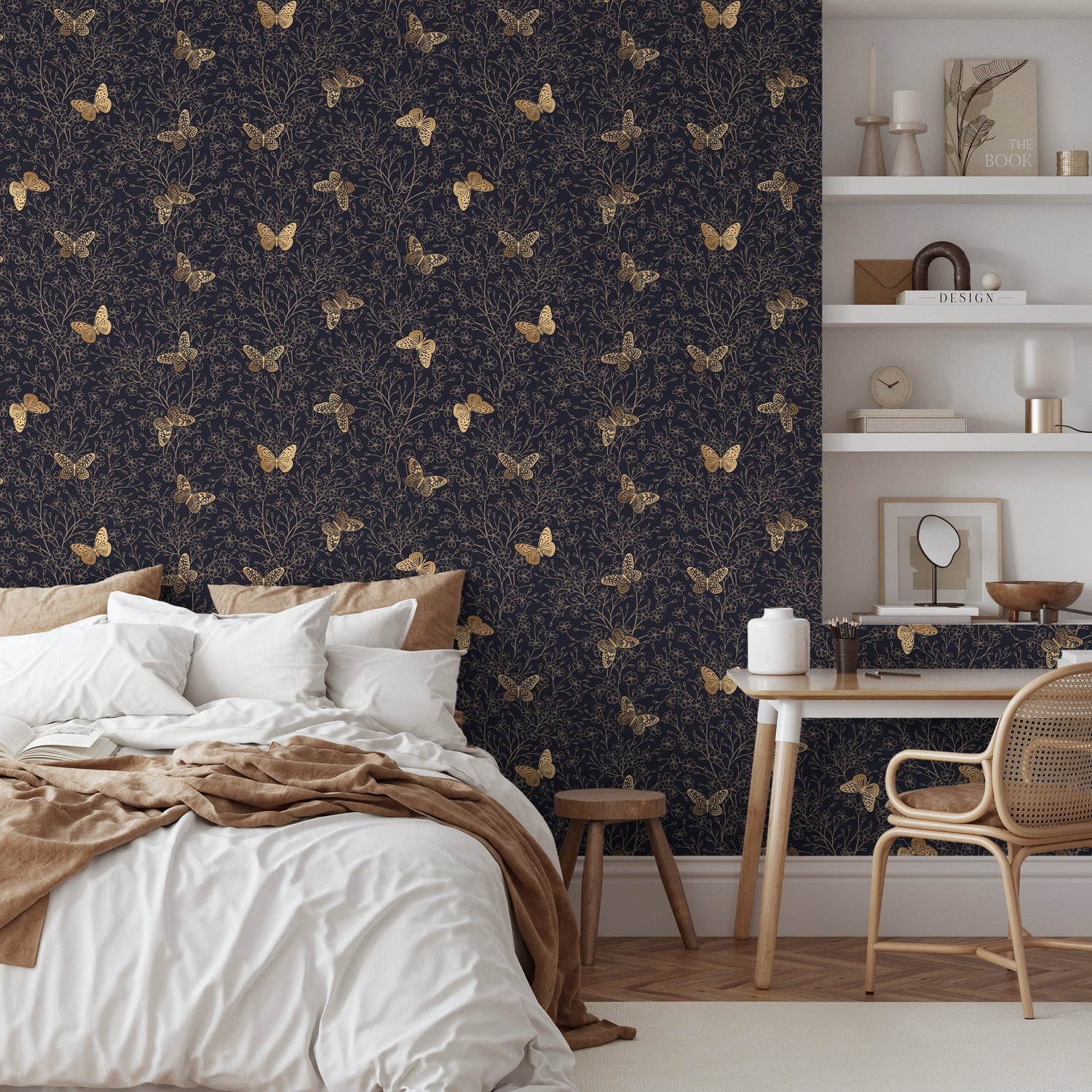 Golden Butterfly Meadow Wallpaper - C702 - WallTrend