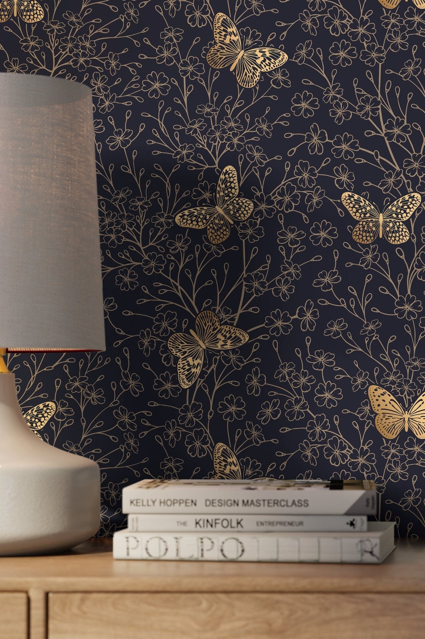 Golden Butterfly Meadow Wallpaper - C702 - WallTrend