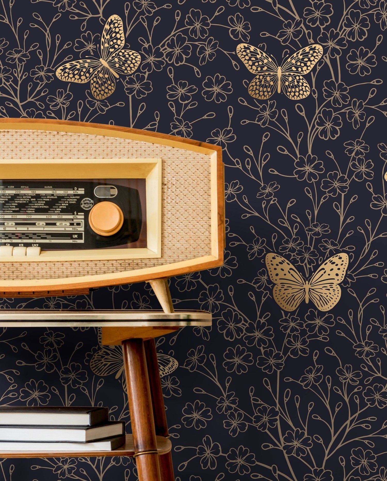 Golden Butterfly Meadow Wallpaper - C702 - WallTrend