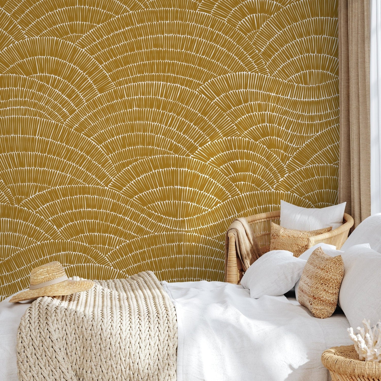 Golden Fan Array Wallpaper - C025 - WallTrend