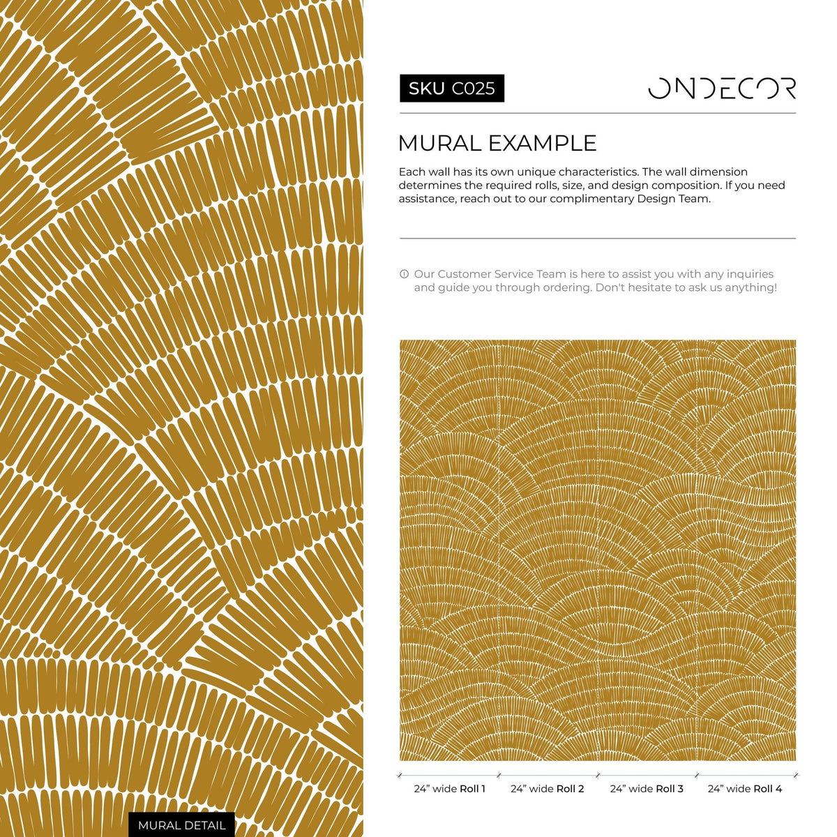Golden Fan Array Wallpaper - C025 - WallTrend