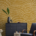 Golden Fan Array Wallpaper - C025 - WallTrend