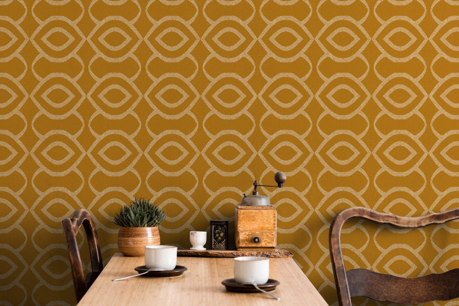 Golden Geometric Elegance Wallpaper - SKU C495 - WallTrend