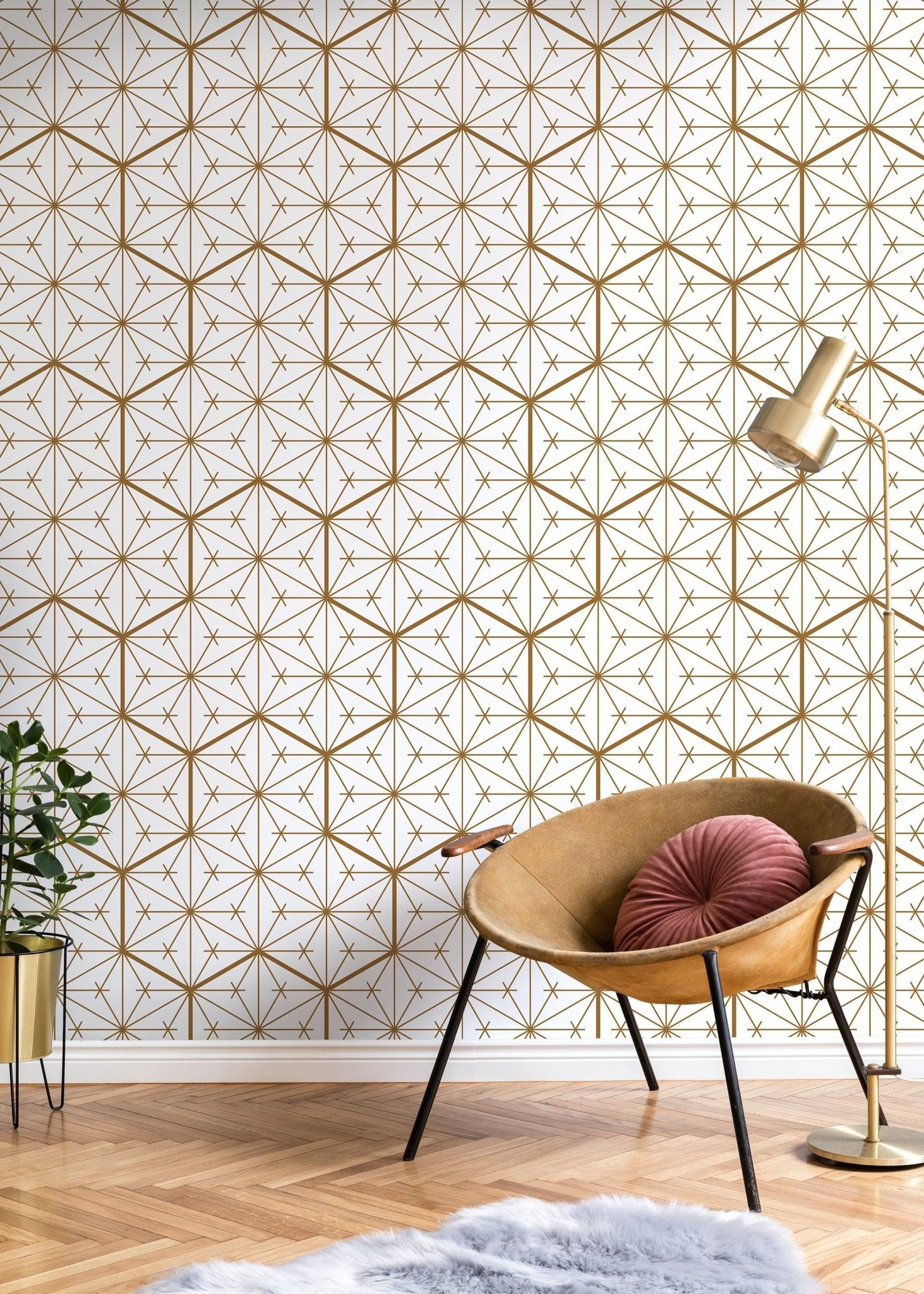 Golden Geometric Splendor Wallpaper - B839 - WallTrend