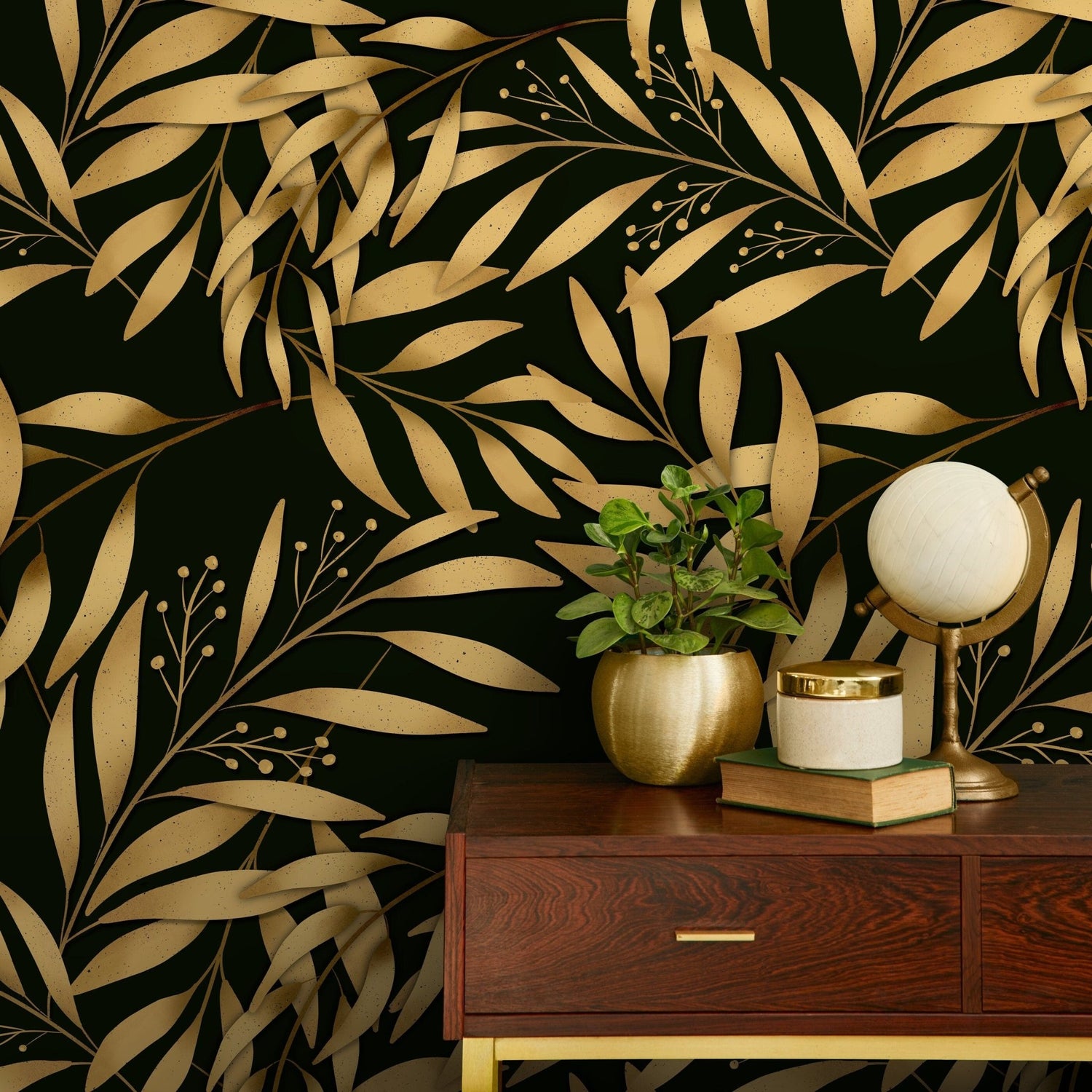 Golden Leaves Wallpaper - X127 - WallTrend