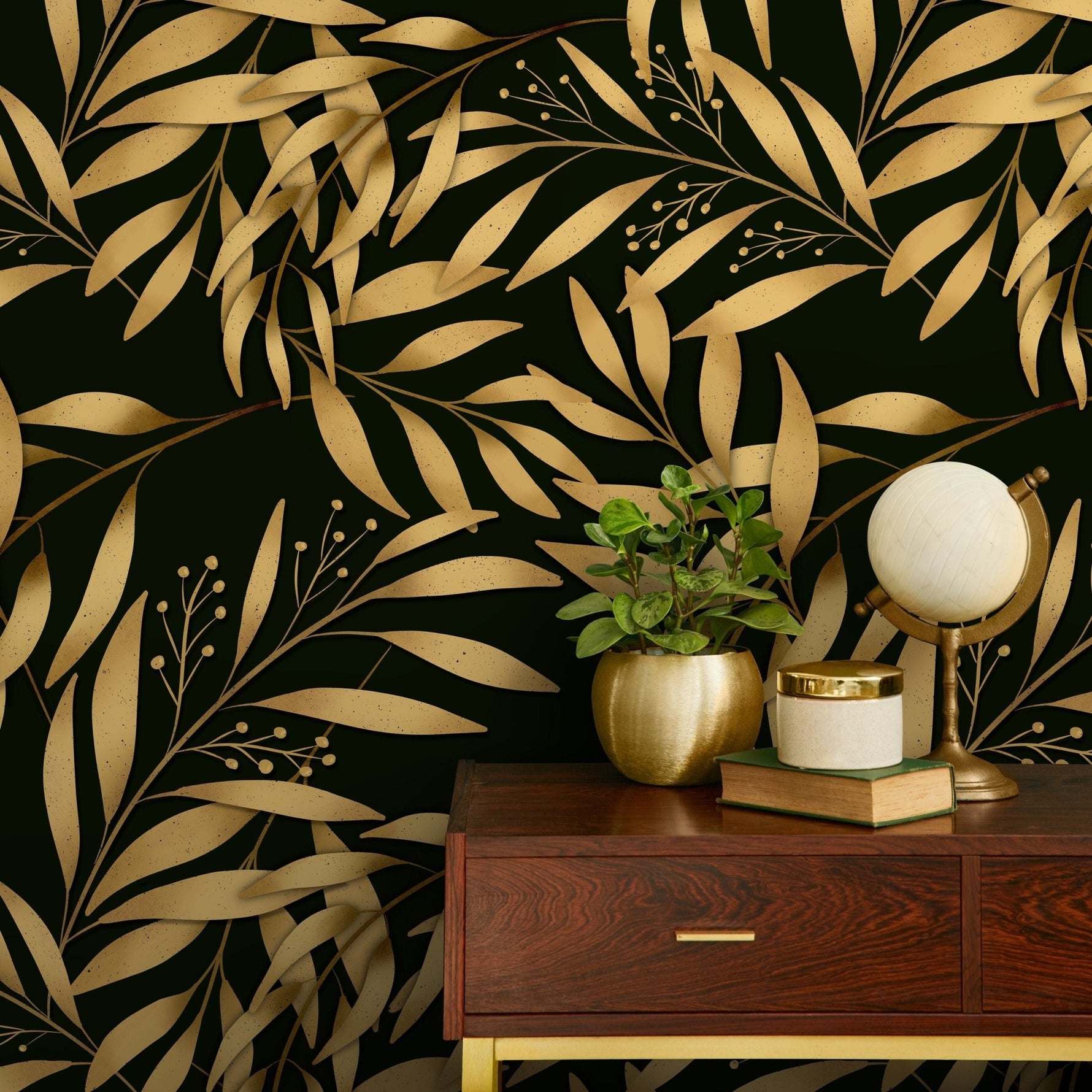 Golden Leaves Wallpaper - X127 - WallTrend