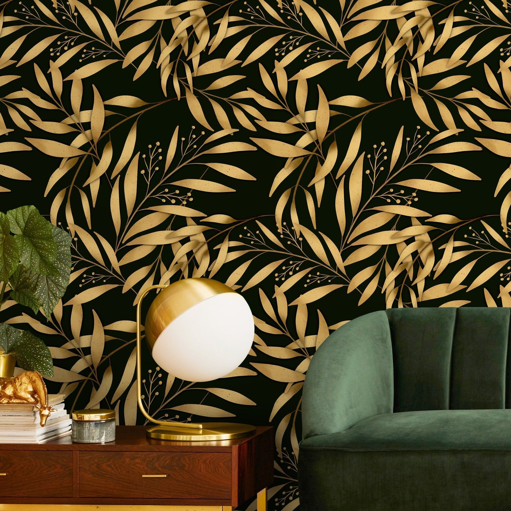 Golden Leaves Wallpaper - X127 - WallTrend