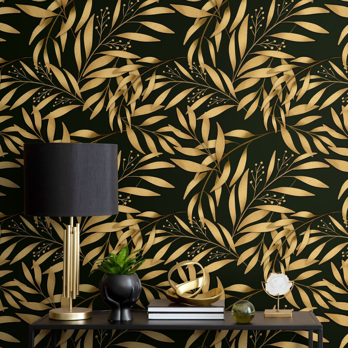 Golden Leaves Wallpaper - X127 - WallTrend