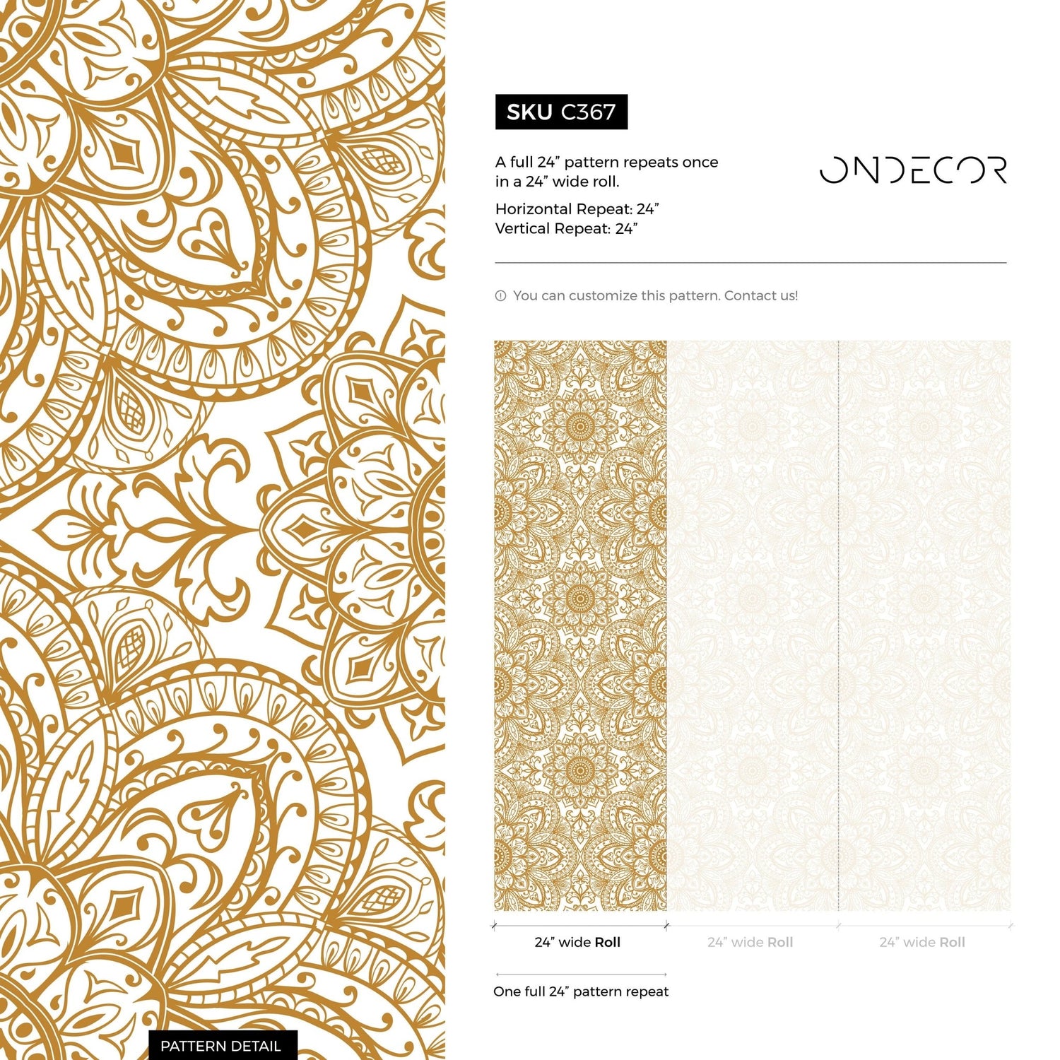 Golden Mandala Elegance Wallpaper - C367 - WallTrend