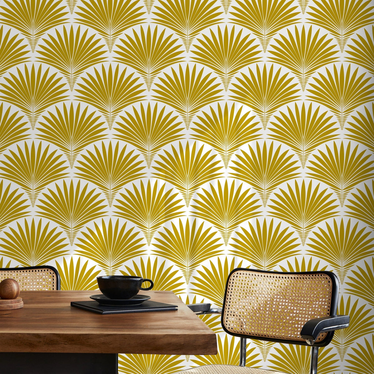 Golden Palm Fan Wallpaper - B987 - WallTrend