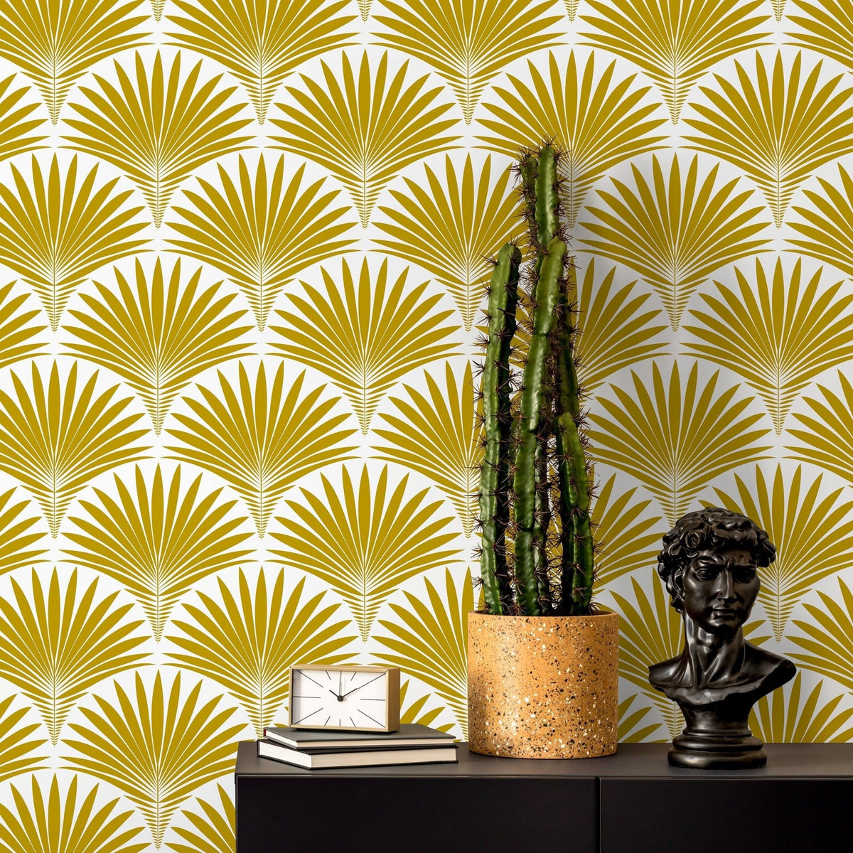 Golden Palm Fan Wallpaper - B987 - WallTrend