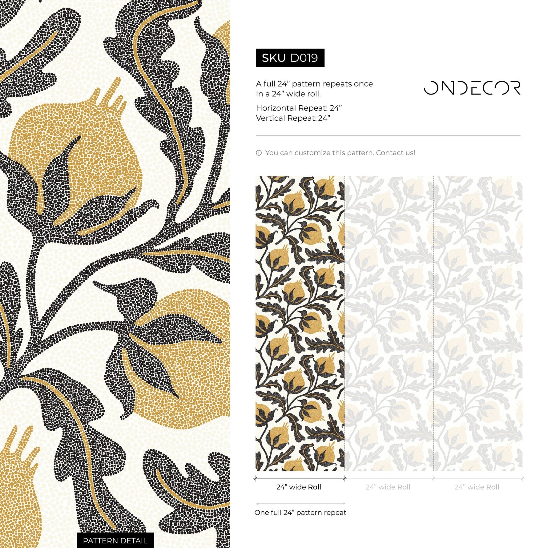 Golden Pomegranate Wallpaper - D019 - WallTrend