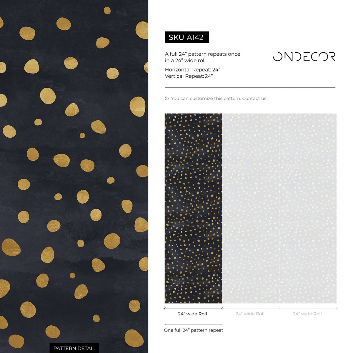 Golden Speckles on Charcoal Wallpaper - A142 - WallTrend
