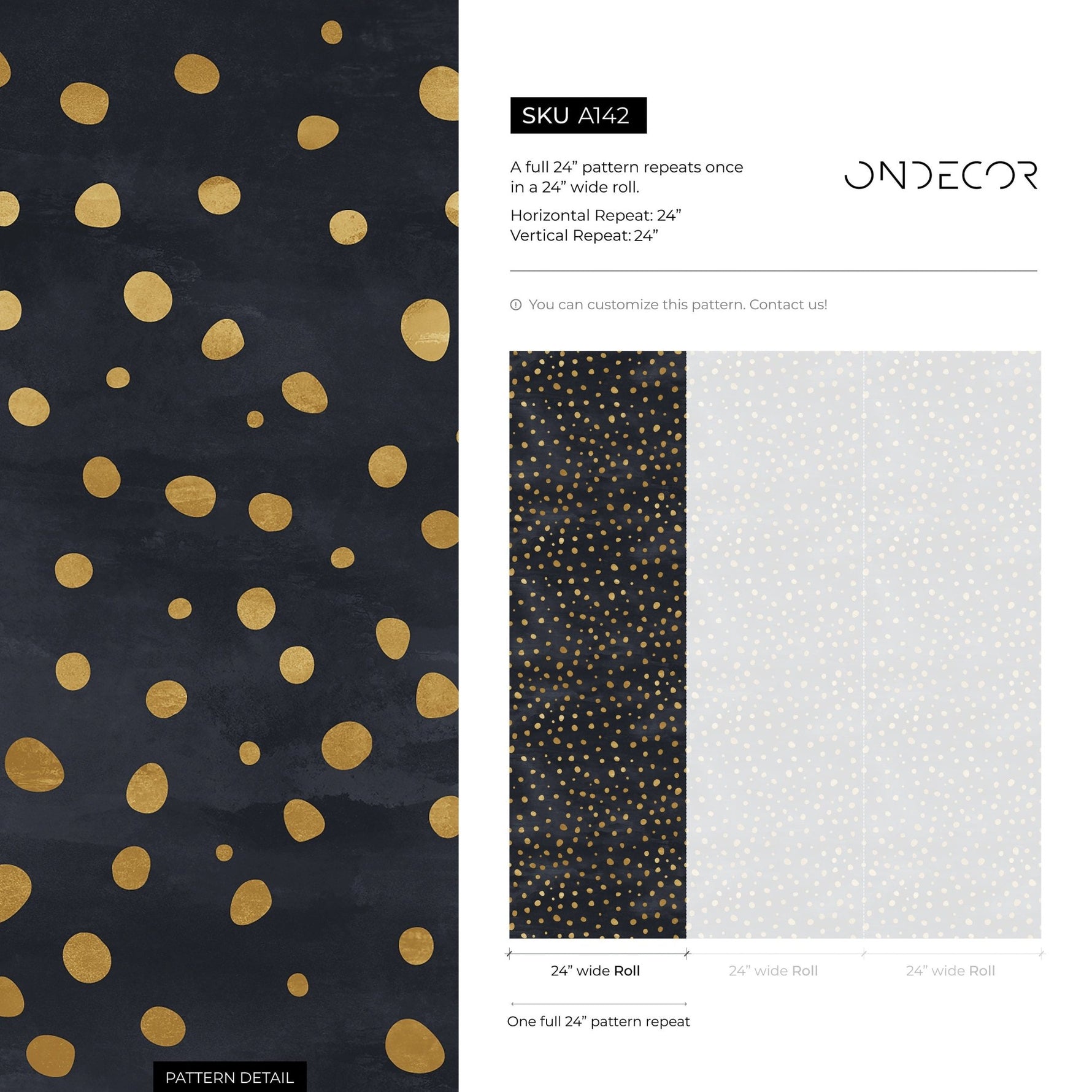 Golden Speckles on Charcoal Wallpaper - A142 - WallTrend