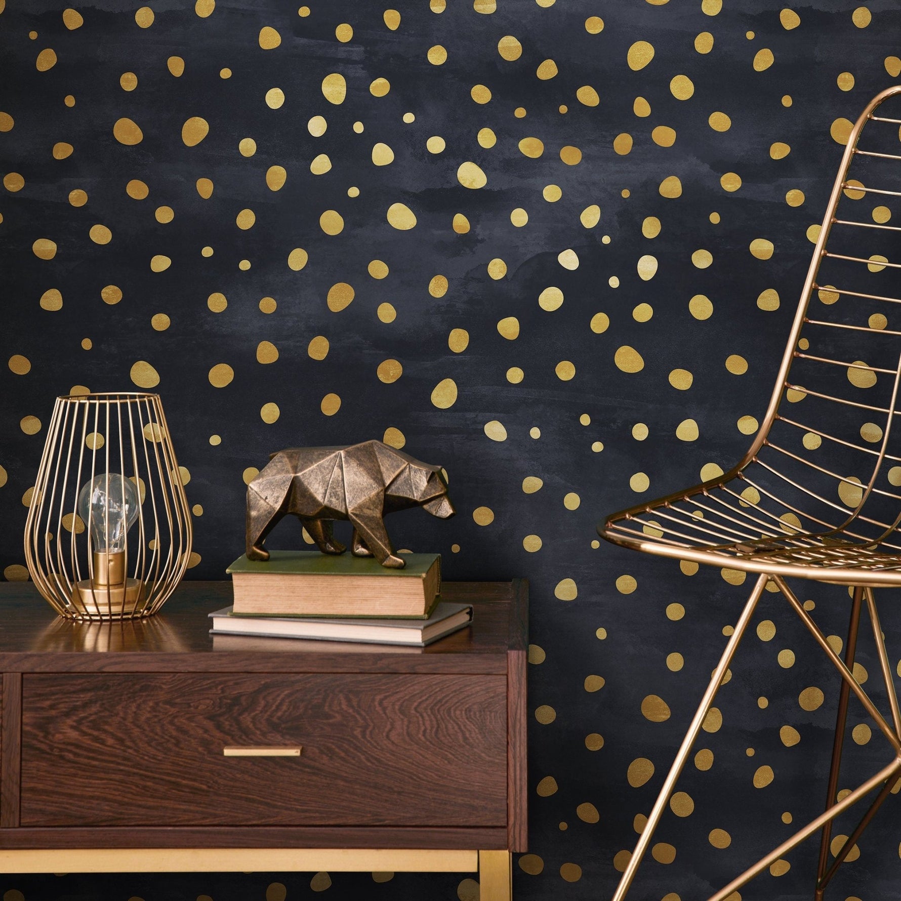 Golden Speckles on Charcoal Wallpaper - A142 - WallTrend