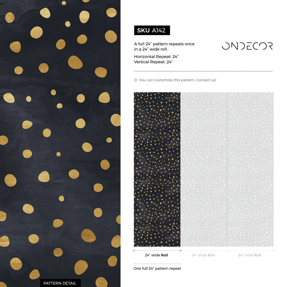 Golden Speckles on Charcoal Wallpaper - A142 - WallTrend