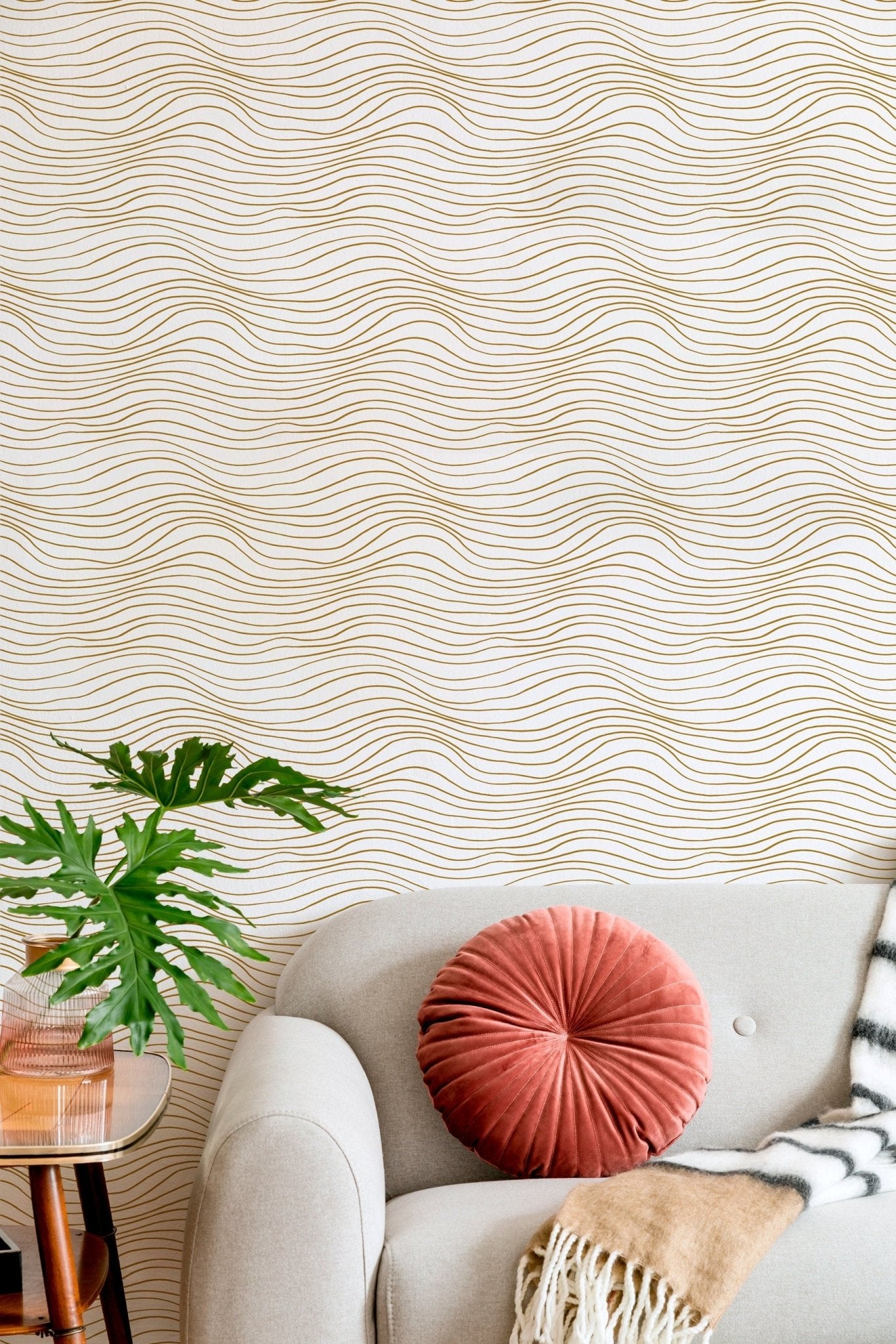 Golden Waves Wallpaper - C022 - WallTrend