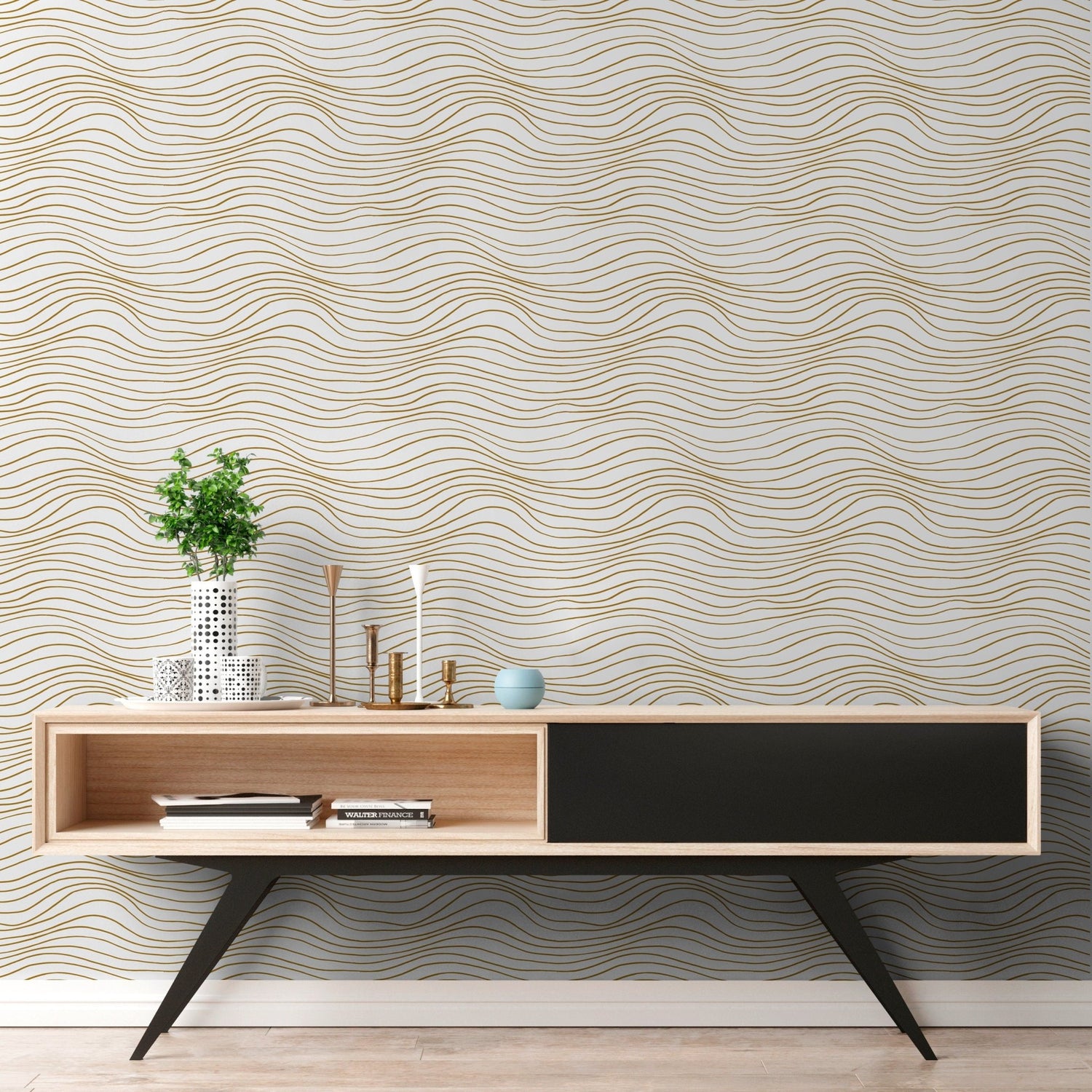 Golden Waves Wallpaper - C022 - WallTrend