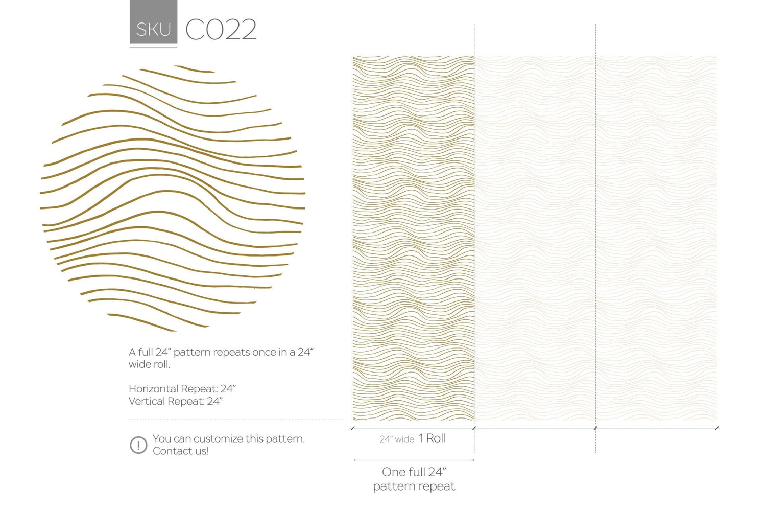 Golden Waves Wallpaper - C022 - WallTrend