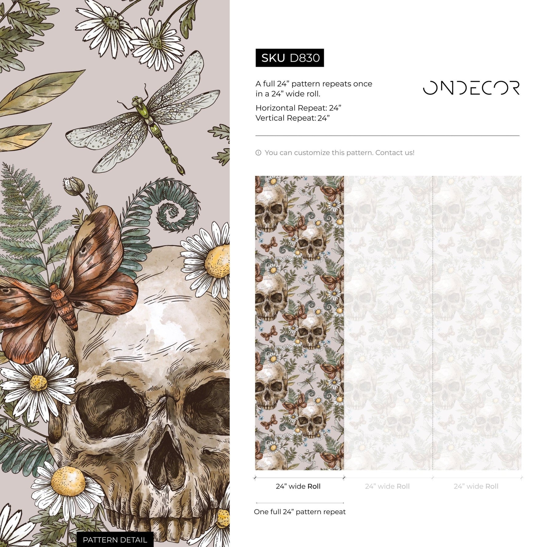 Gothic Botanical Wallpaper - D830 - WallTrend