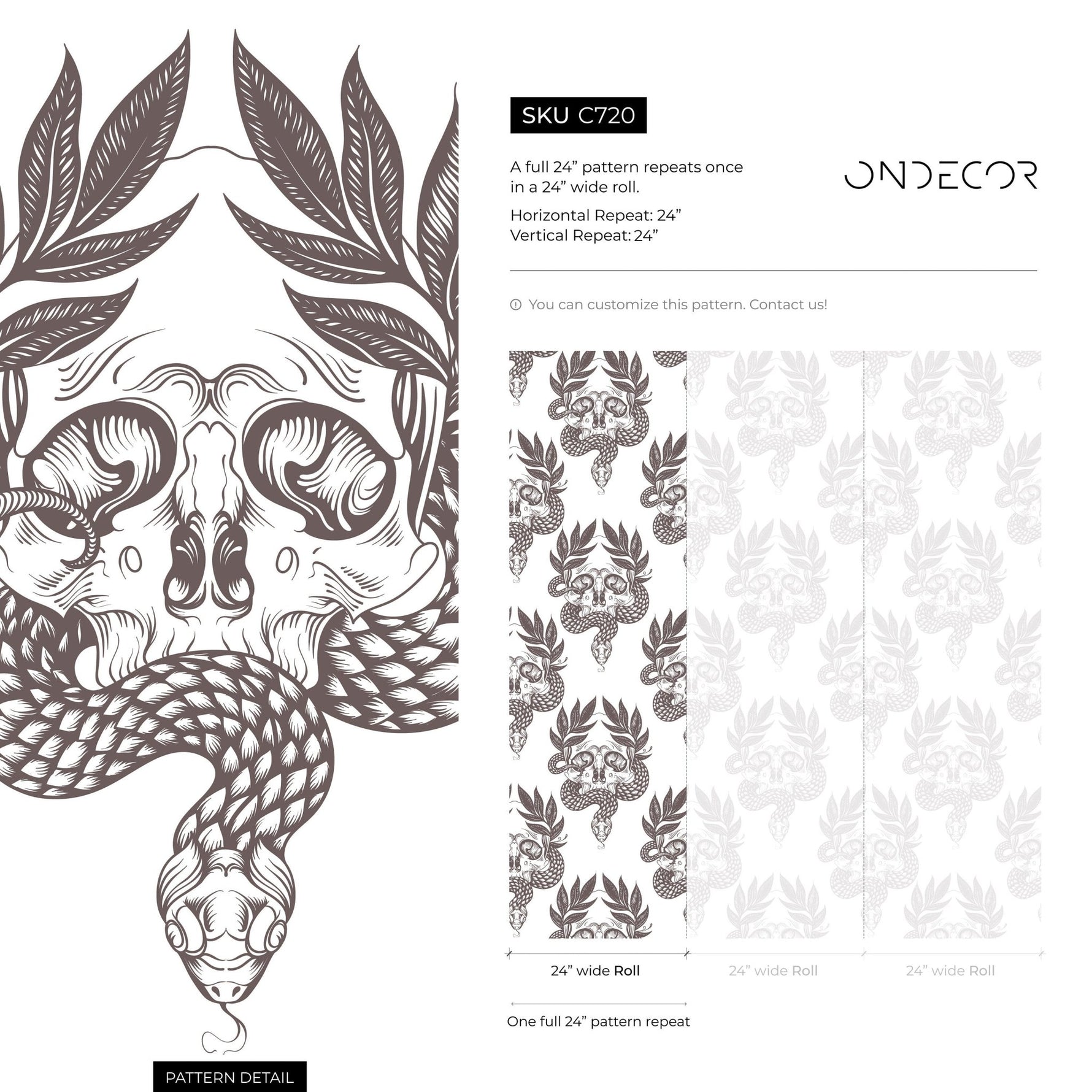 Gothic Serpent and Skull Wallpaper - C720 - WallTrend