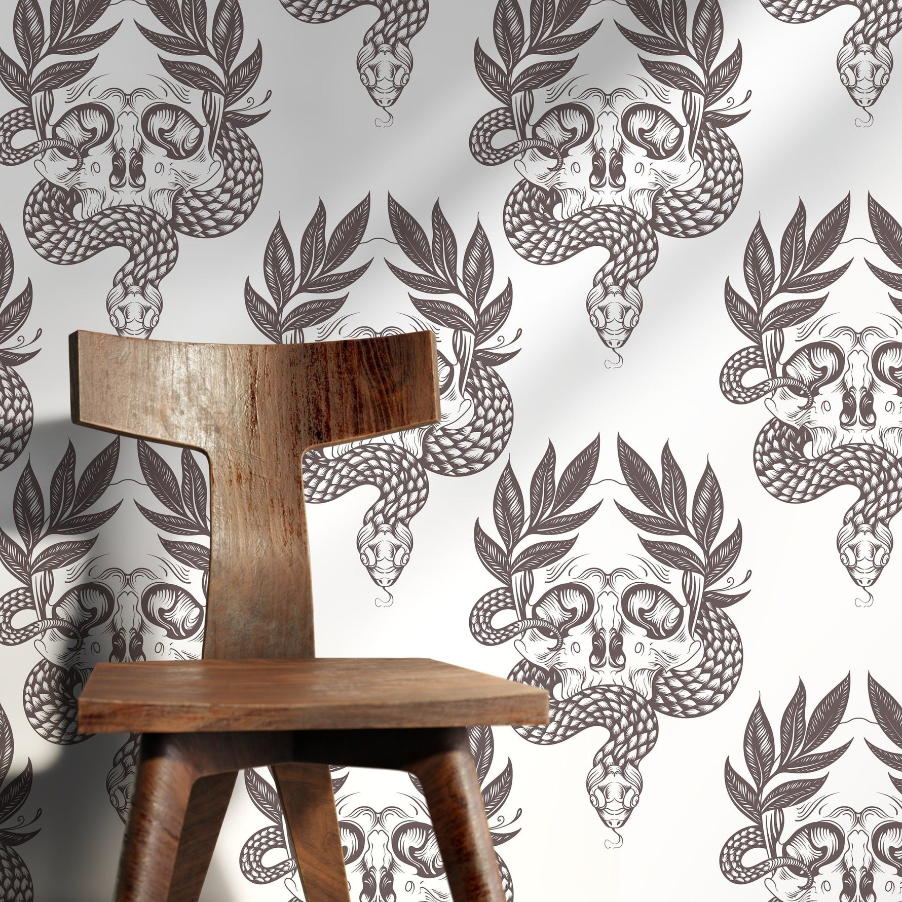 Gothic Serpent and Skull Wallpaper - C720 - WallTrend