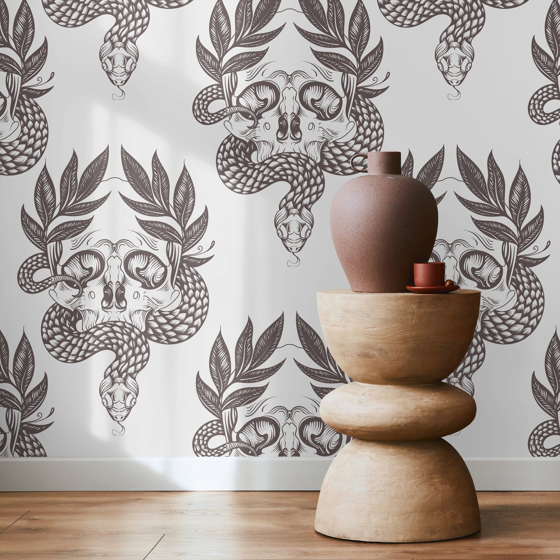 Gothic Serpent and Skull Wallpaper - C720 - WallTrend