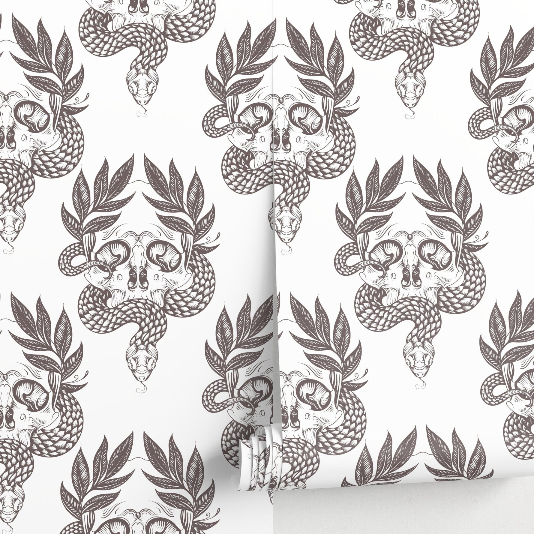 Gothic Serpent and Skull Wallpaper - C720 - WallTrend
