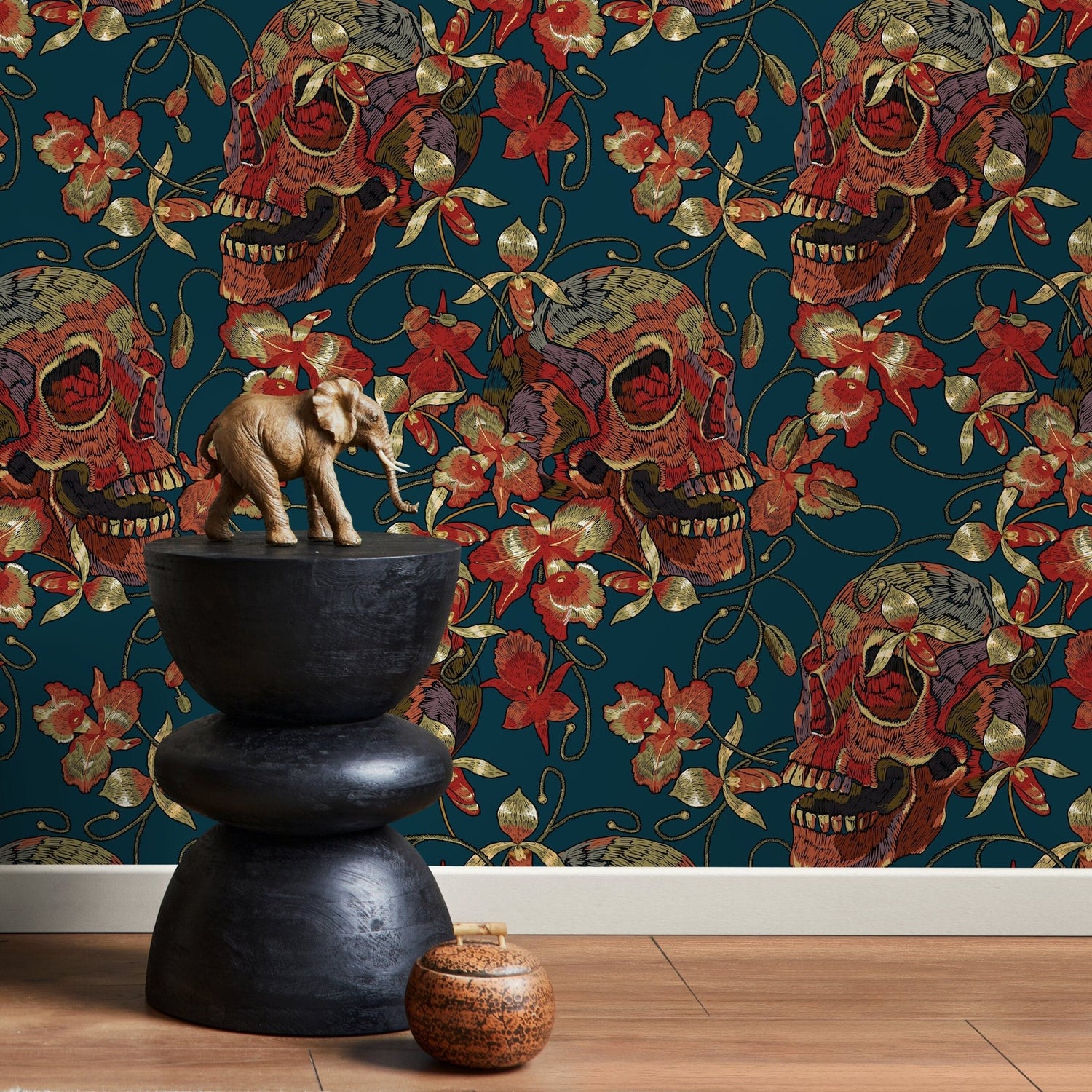 Gothic Skull Wallpaper Maximalist Wallpaper Peel and Stick and Traditional Wallpaper - D895 - WallTrend